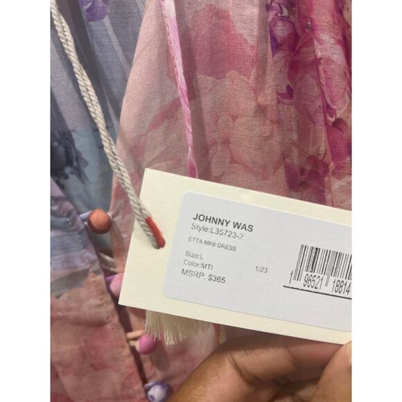 NWT Johnny Was Etta Floral Cotton-Silk Mini Dress Sz L - Picture 7 of 14